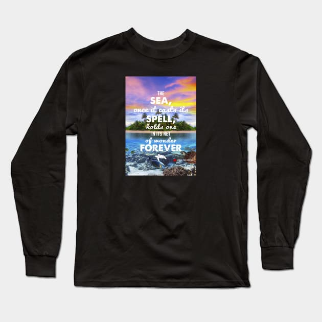 The sea, once it casts its spell, holds one in its net of wonder forever - RV Calypso, Jacques Yves Cousteau Long Sleeve T-Shirt by GreekTavern